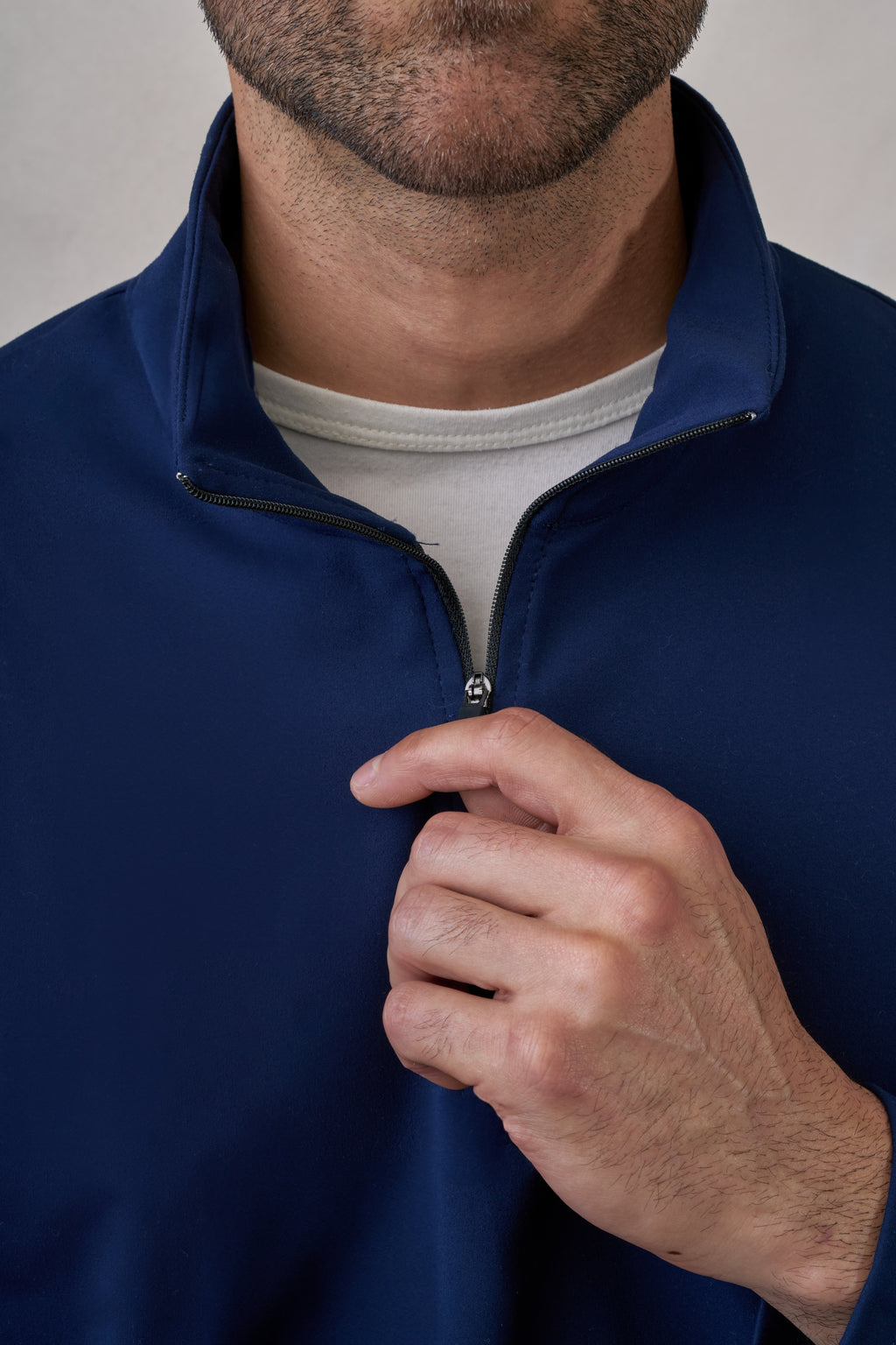 detalles de sudadera zipup azul para hombre