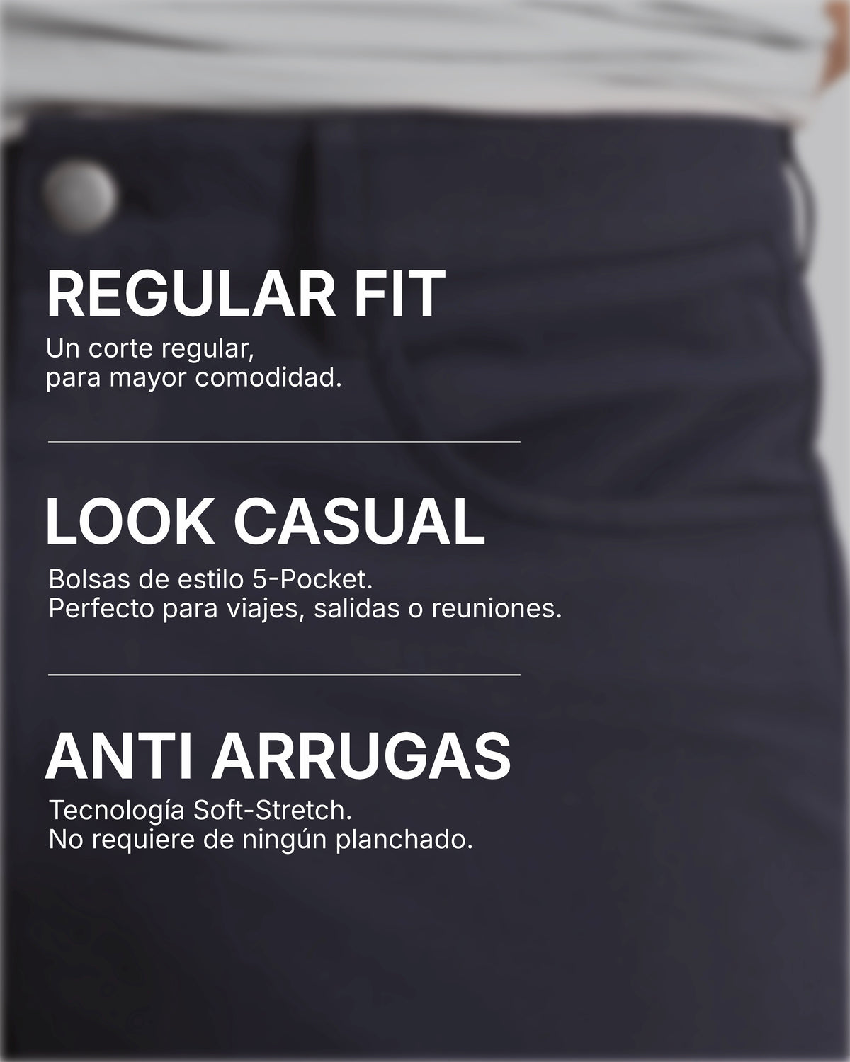 All-Day Pants Azul Navy 5-pocket - detalle frontal